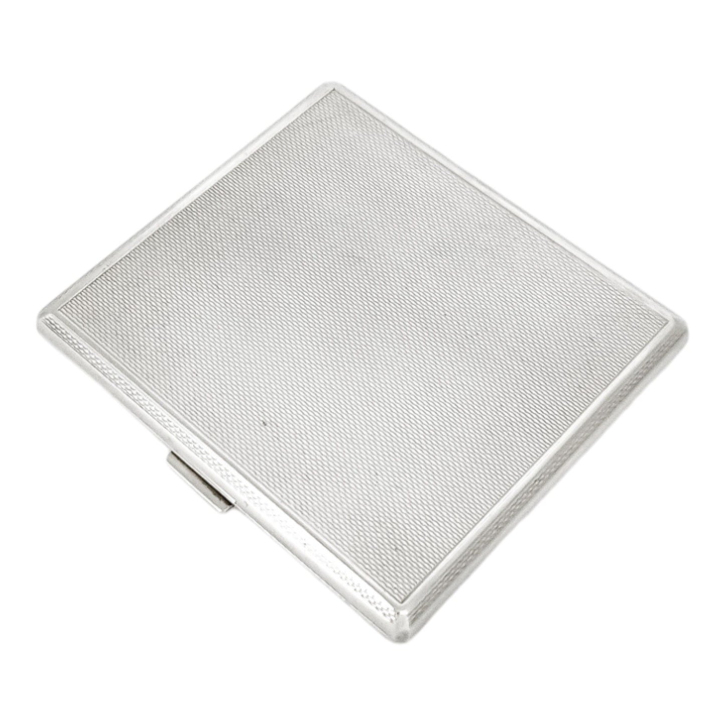 Art Deco gilt sterling silver engine-turned square cigarette / card case, S J Rose & Son