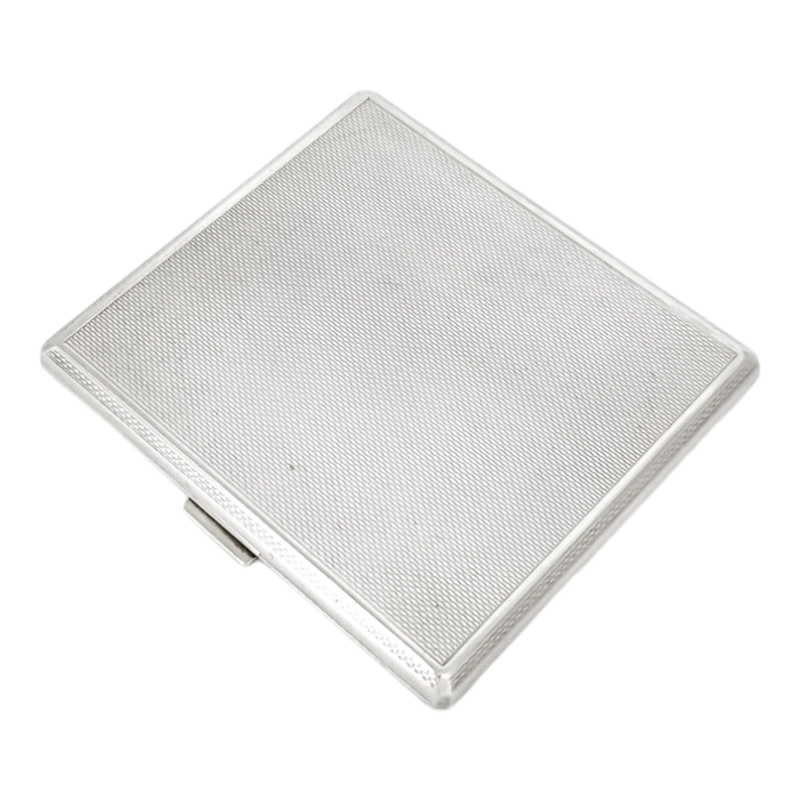 Art Deco gilt sterling silver engine-turned square cigarette / card case, S J Rose & Son