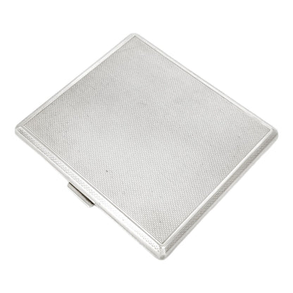 Art Deco gilt sterling silver engine-turned square cigarette / card case, S J Rose & Son