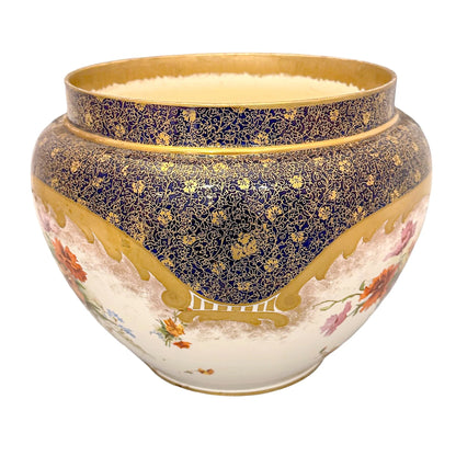 Victorian Royal Doulton cachepot / planter / jardiniere in floral foliate Imari design