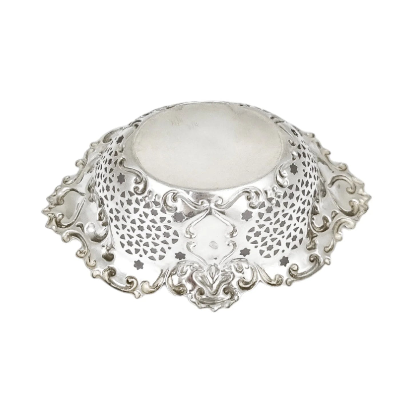 Edwardian sterling silver bonbon trinket dish bowl in Art Nouveau style, William Aitken 1906