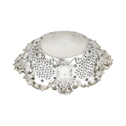 Edwardian sterling silver bonbon trinket dish bowl in Art Nouveau style, William Aitken 1906