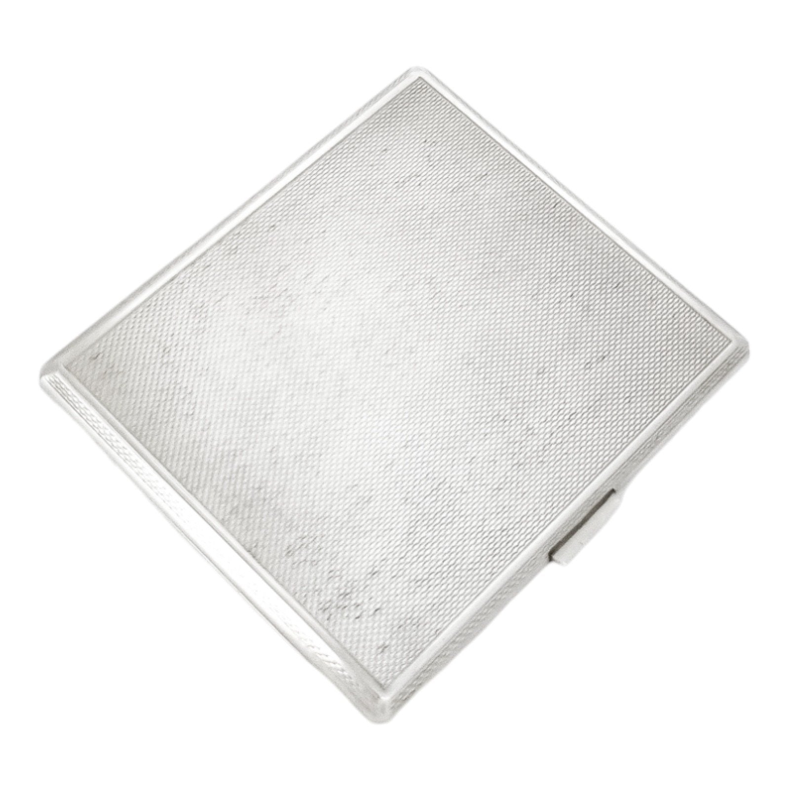 Art Deco gilt sterling silver engine-turned square cigarette / card case, S J Rose & Son