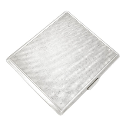 Art Deco gilt sterling silver engine-turned square cigarette / card case, S J Rose & Son