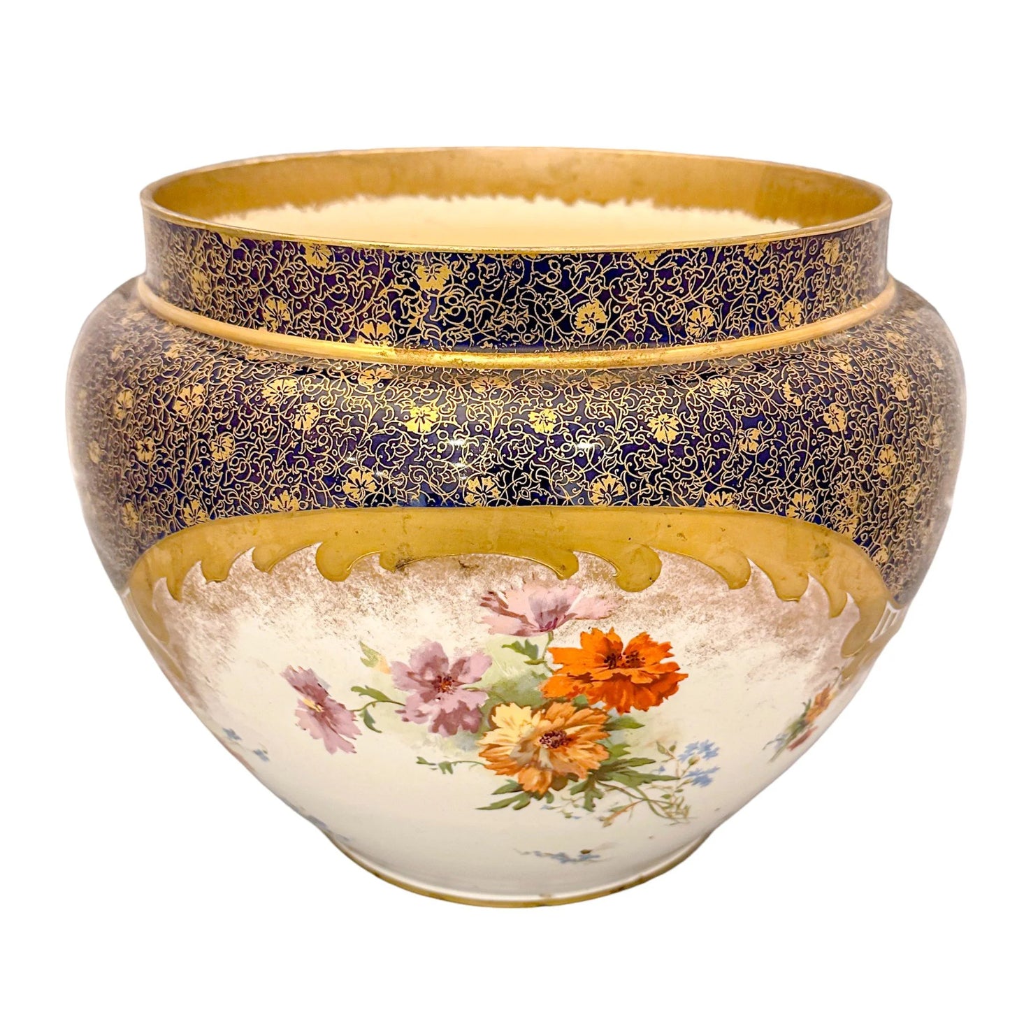 Victorian Royal Doulton cachepot / planter / jardiniere in floral foliate Imari design