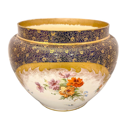 Victorian Royal Doulton cachepot / planter / jardiniere in floral foliate Imari design
