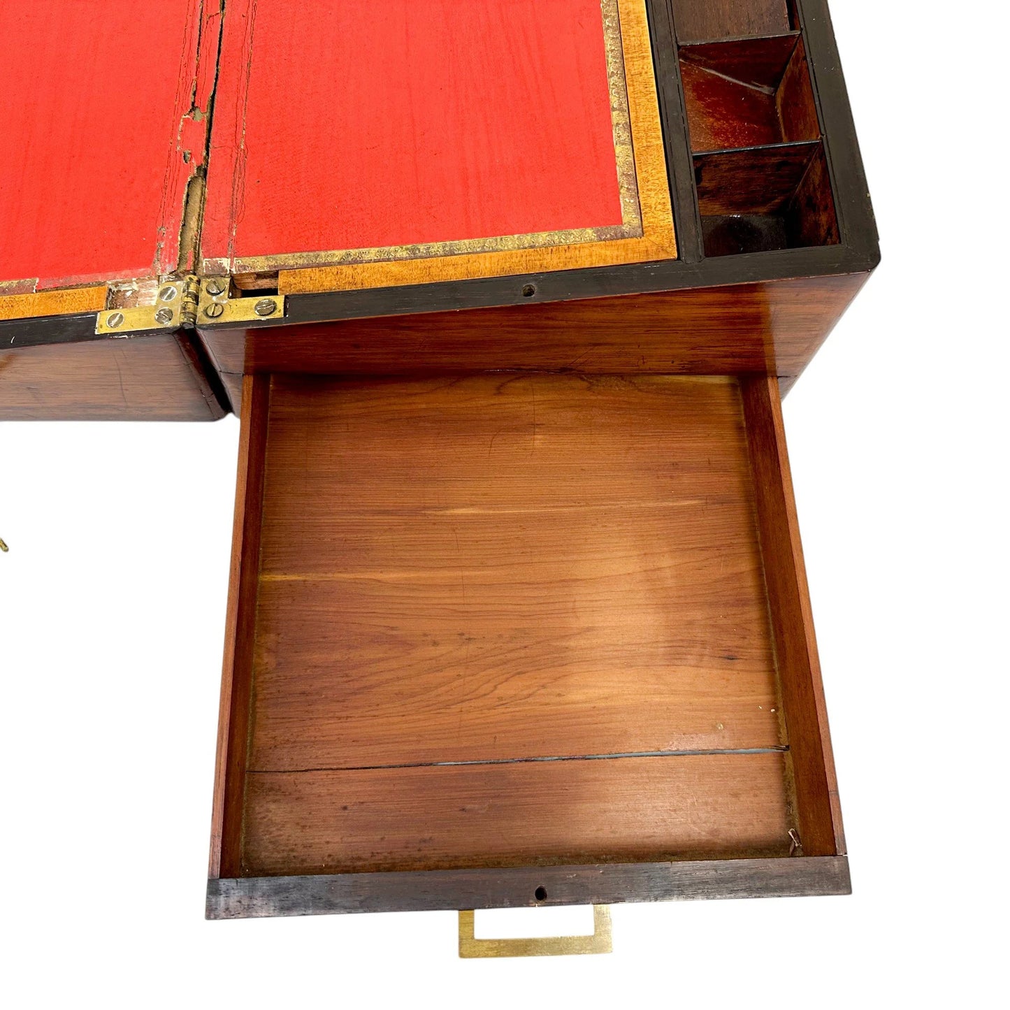 Large rosewood Victorian writing box with mother of pearl cartouche and secret pull out drawers