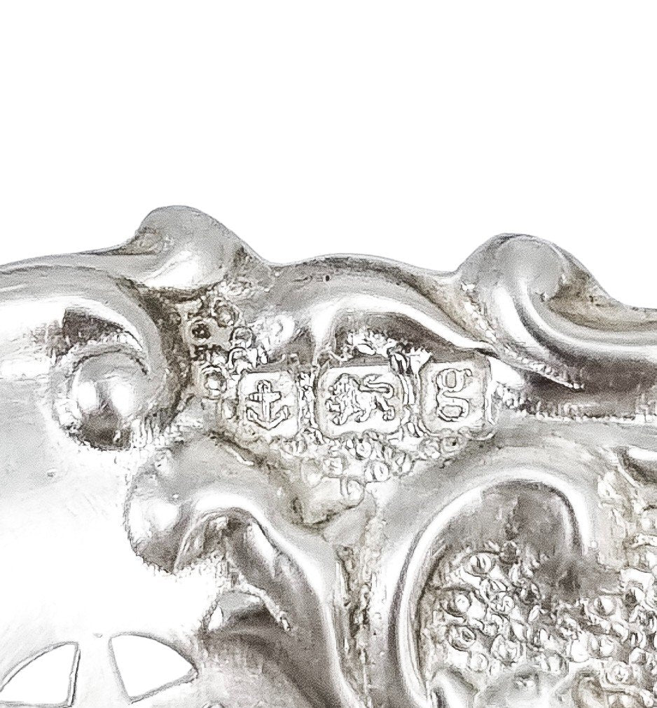 Edwardian sterling silver bonbon trinket dish bowl in Art Nouveau style, William Aitken 1906