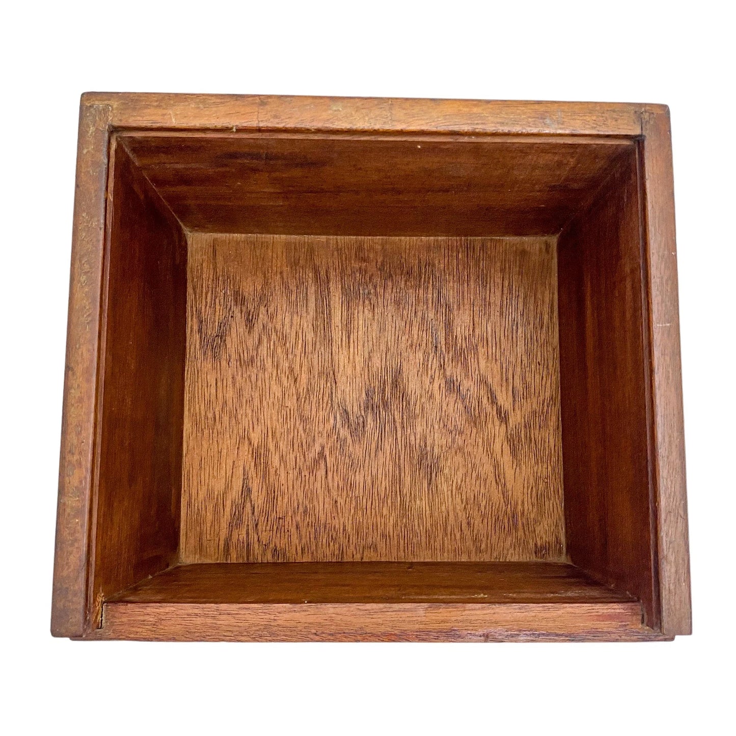 Edwardian mahogany upright storage box with sliding side lid and military carry handle
