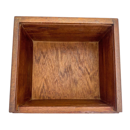 Edwardian mahogany upright storage box with sliding side lid and military carry handle