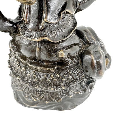 Chinese bronze tall statue of Guanyin resting on frog on lotus flower
