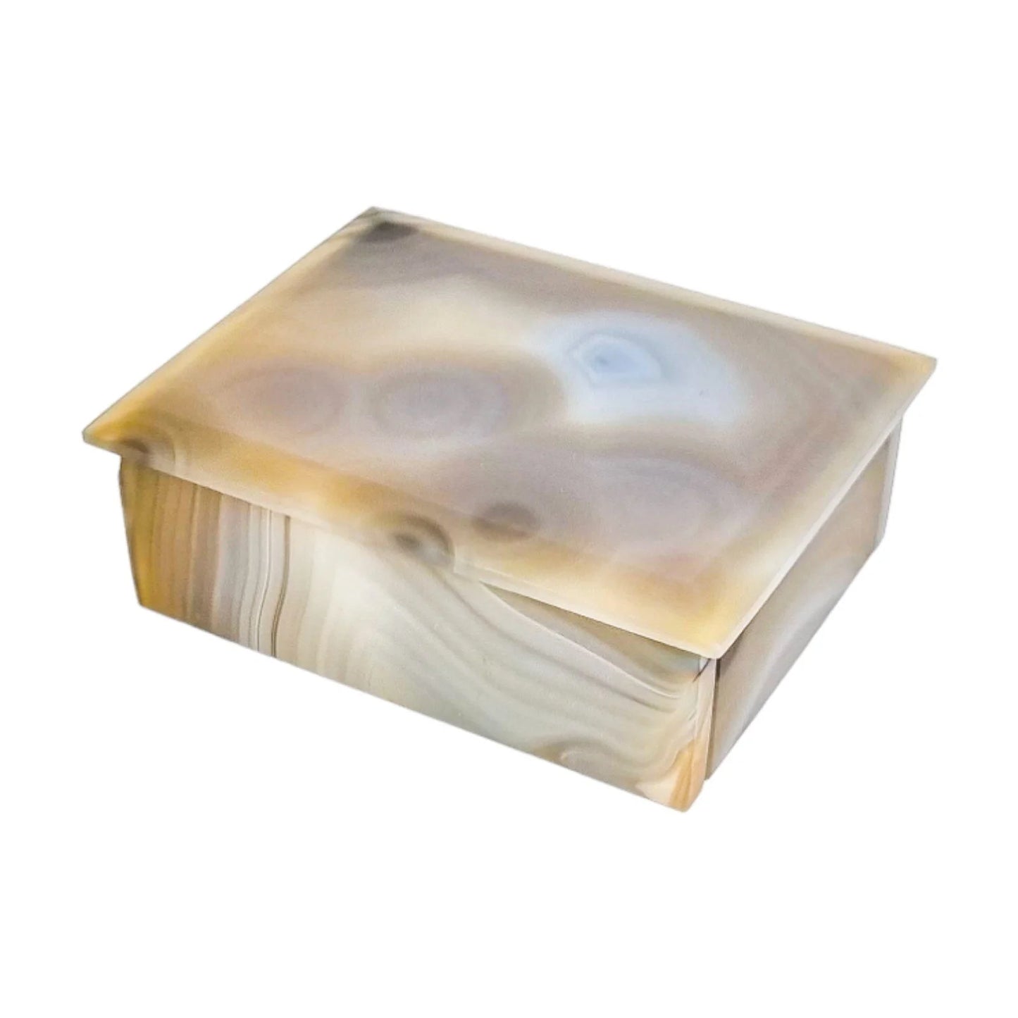 French Art Deco grey blue agate table cigarette holder / card box / vide poche