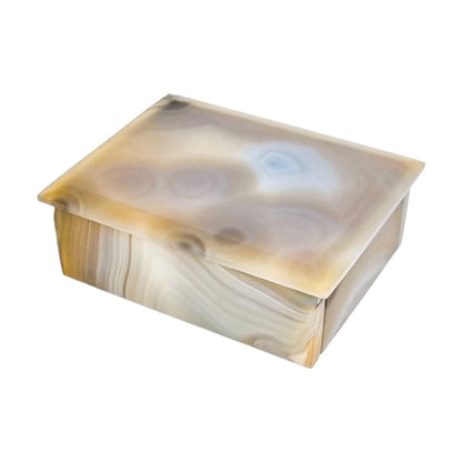 French Art Deco grey blue agate table cigarette holder / card box / vide poche