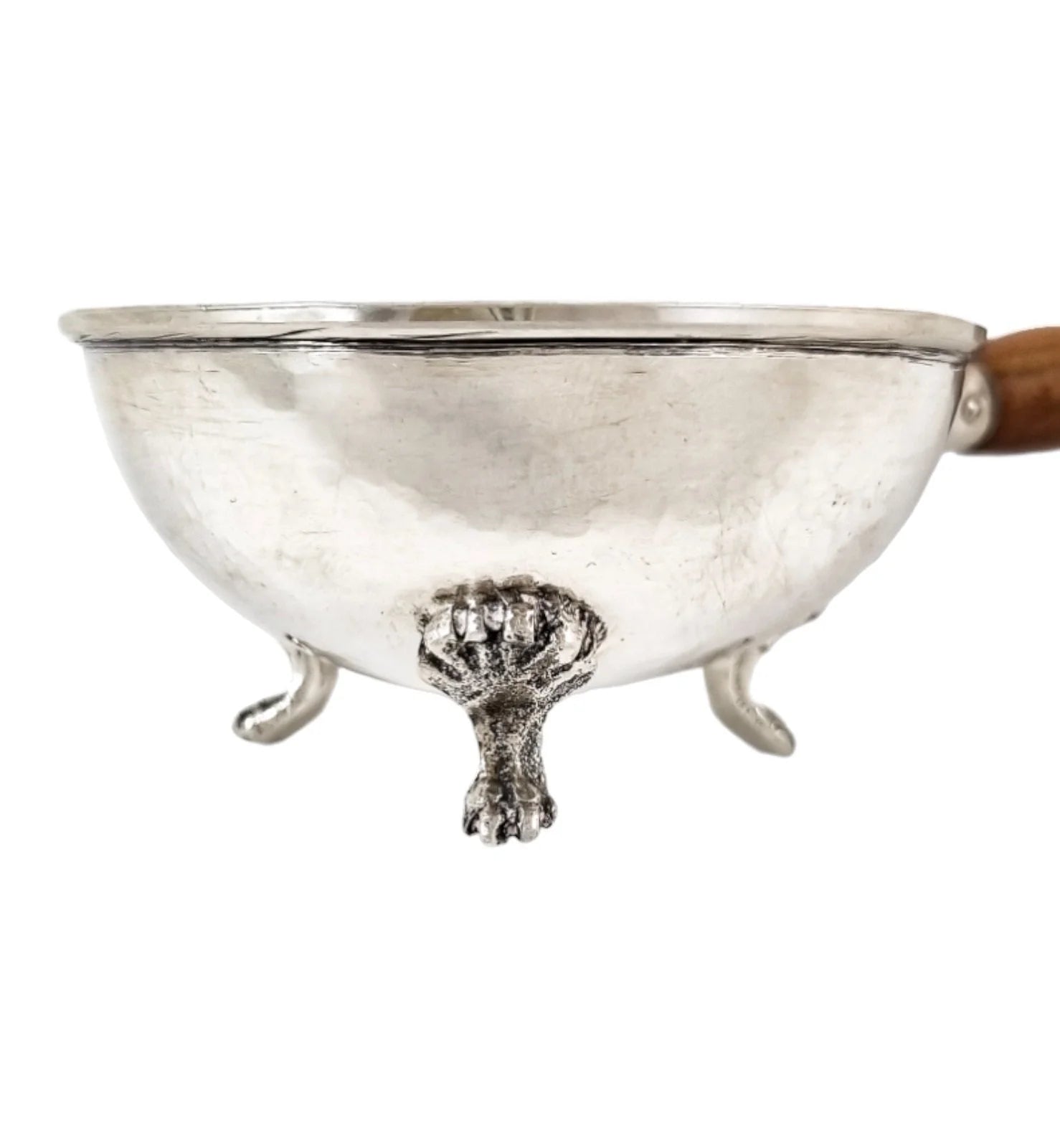 Vintage Bogota sterling silver hand-hammered wine taster tastevin on lion paw feet