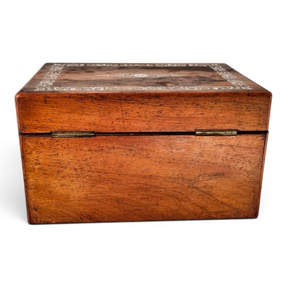 Victorian mother-of-pearl box, mirror & secret drawer