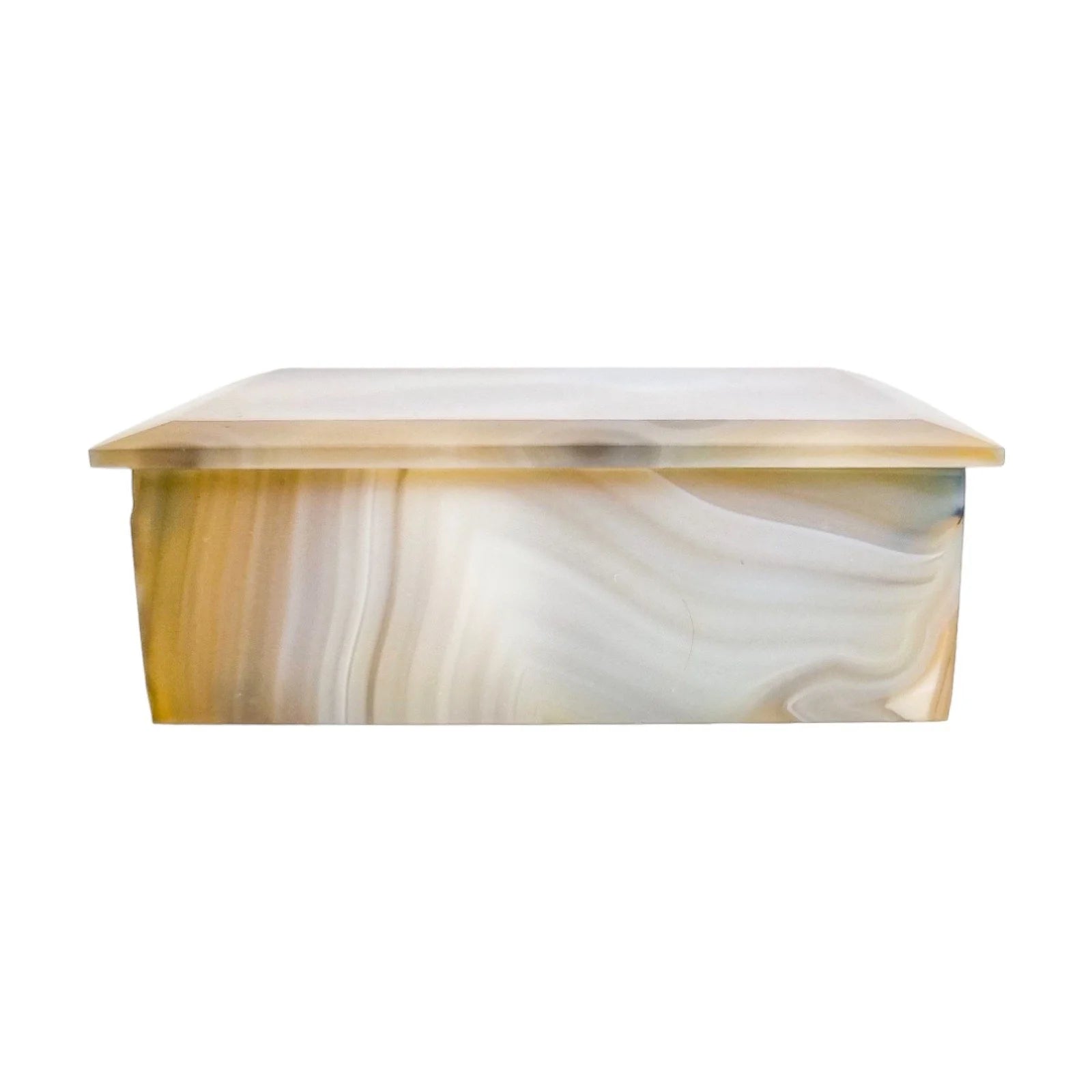 French Art Deco grey blue agate table cigarette holder / card box / vide poche