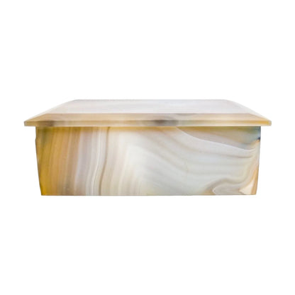 French Art Deco grey blue agate table cigarette holder / card box / vide poche