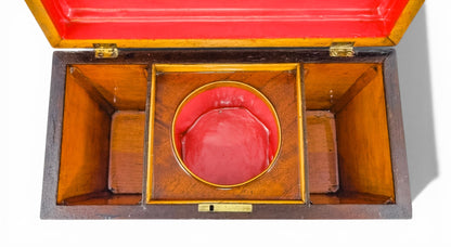 Regency flame mahogany sarcophagus tea caddy