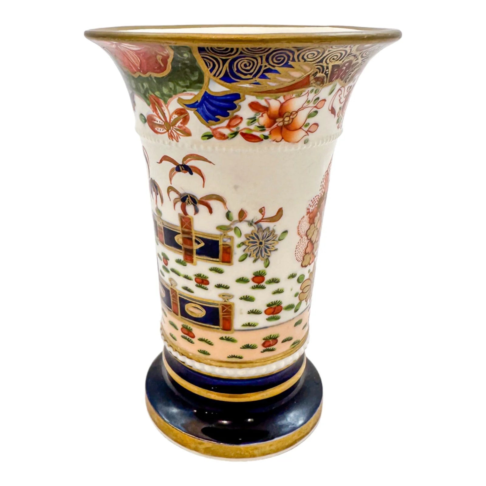 Georgian Spode porcelain gold Imari miniature spill vase / matchpot