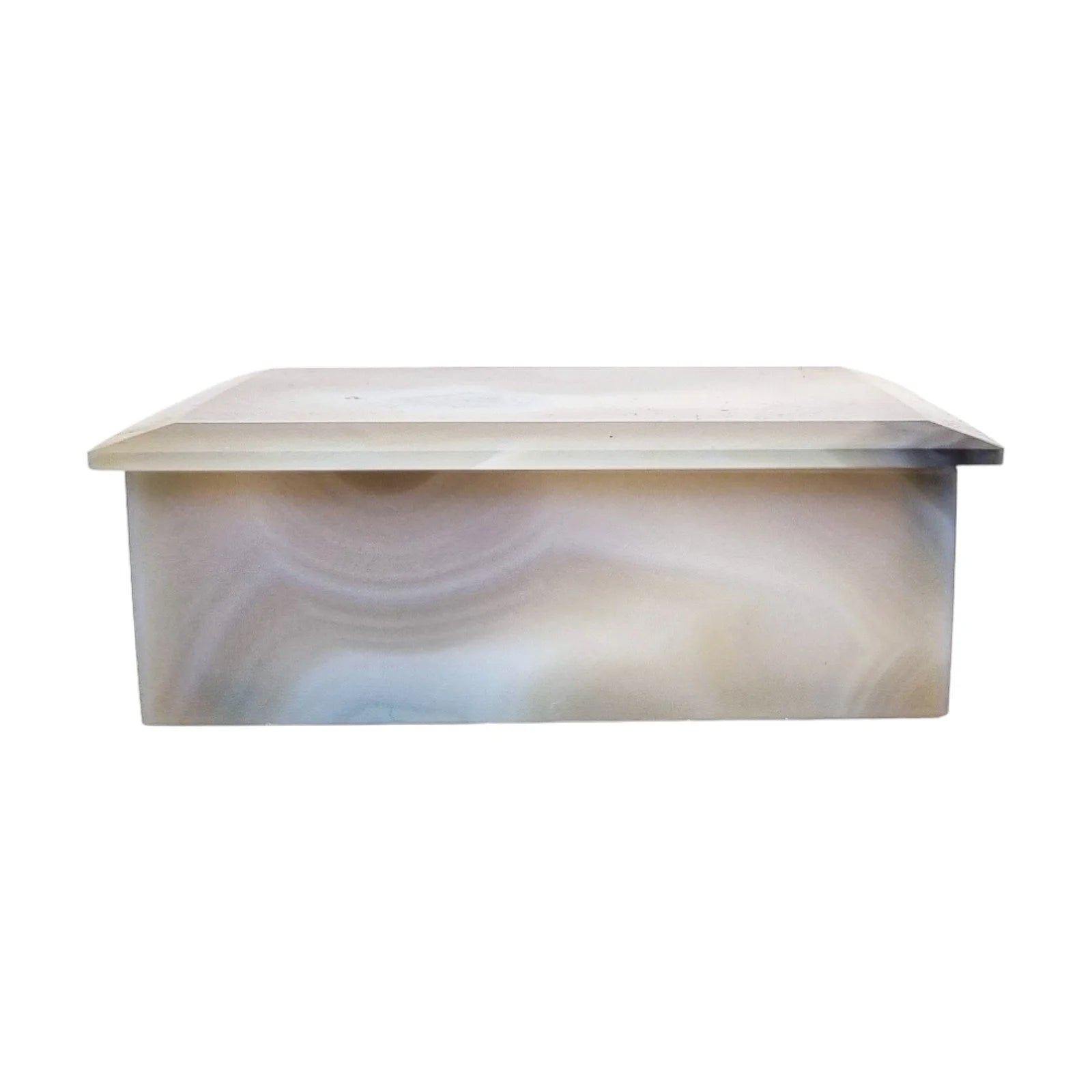 French Art Deco grey blue agate table cigarette holder / card box / vide poche