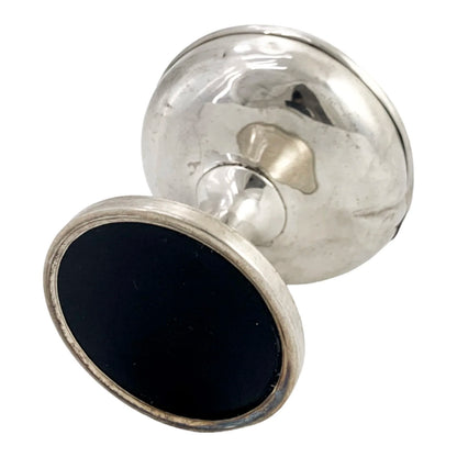 Art Deco sterling silver dressing table lidded pot with guilloche enamel cover and mirror