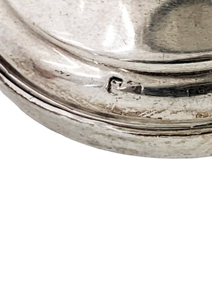 Art Deco sterling silver dressing table lidded pot with guilloche enamel cover and mirror