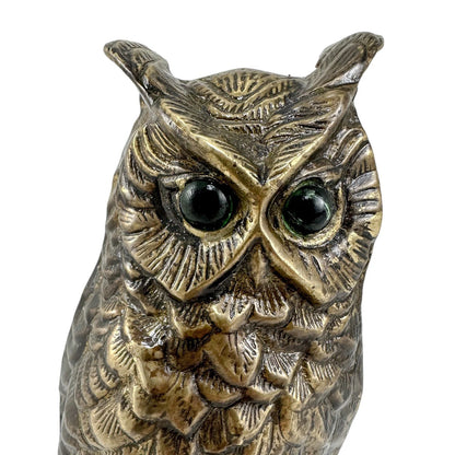 Antique Austrian bronze sculpture / figure of long-eared owl on log
