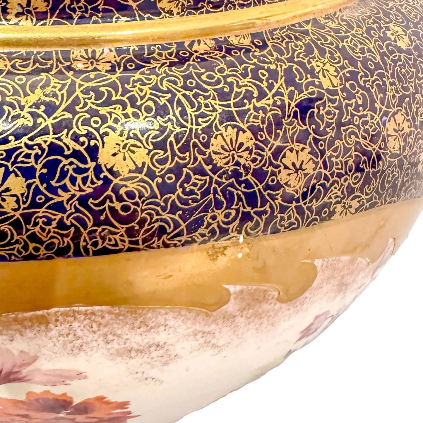 Victorian Royal Doulton cachepot / planter / jardiniere in floral foliate Imari design