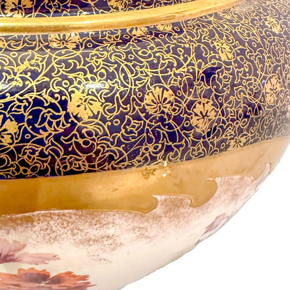 Victorian Royal Doulton cachepot / planter / jardiniere in floral foliate Imari design