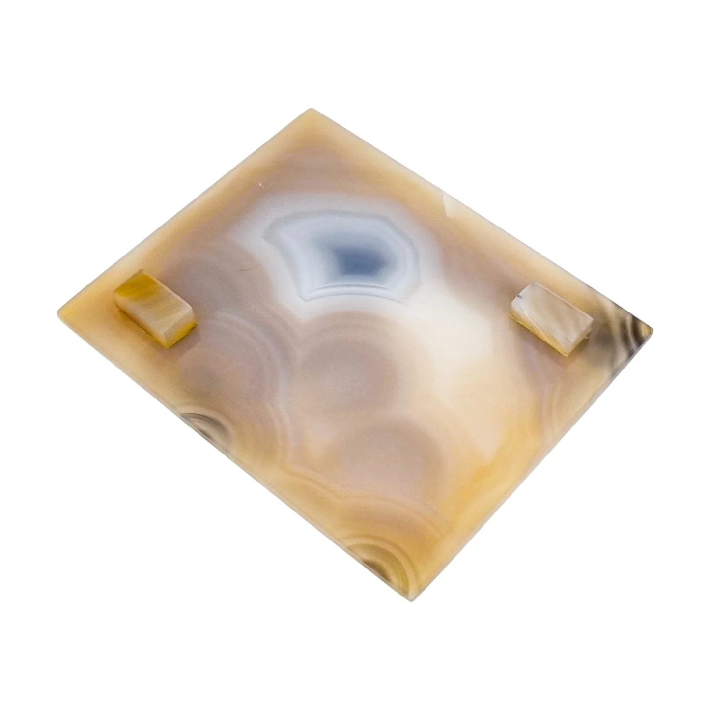 French Art Deco grey blue agate table cigarette holder / card box / vide poche