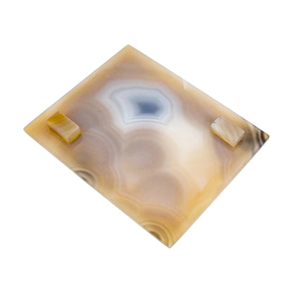 French Art Deco grey blue agate table cigarette holder / card box / vide poche