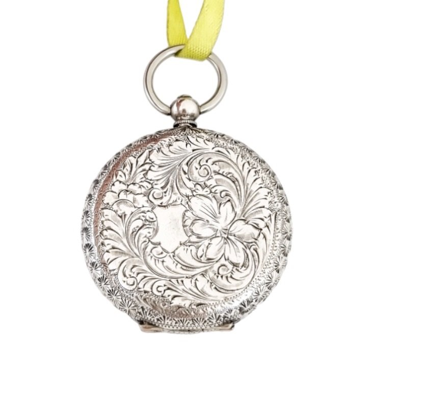 Working late 19th century Swiss 935 silver & enamel ladies pocket watch