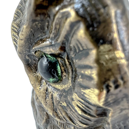 Antique Austrian bronze sculpture / figure of long-eared owl on log