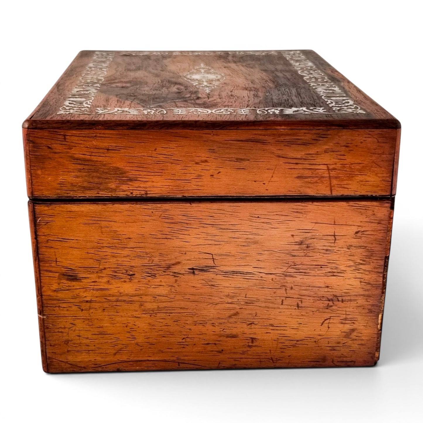 Victorian mother-of-pearl box, mirror & secret drawer