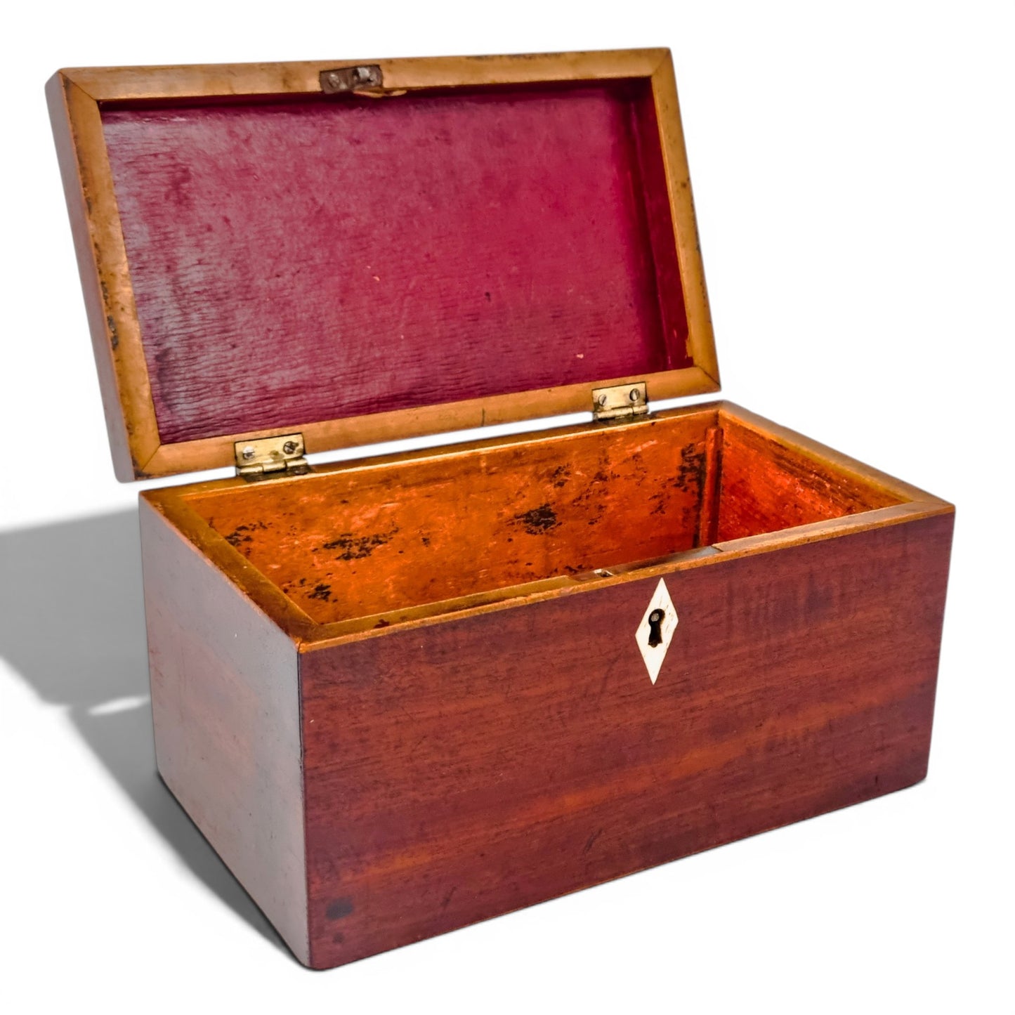 Victorian mahogany tea caddy, working lock and key