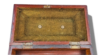 George III mahogany tea caddy, satinwood marquetry