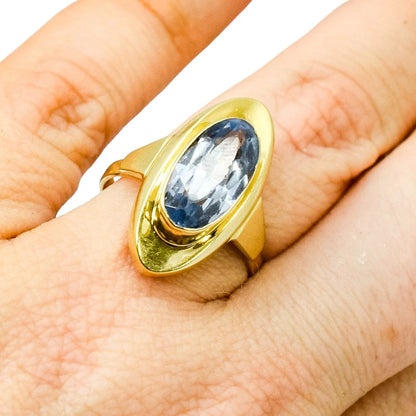 Vintage 14ct yellow gold 4.5ct spinel cocktail dress ring, size N ½