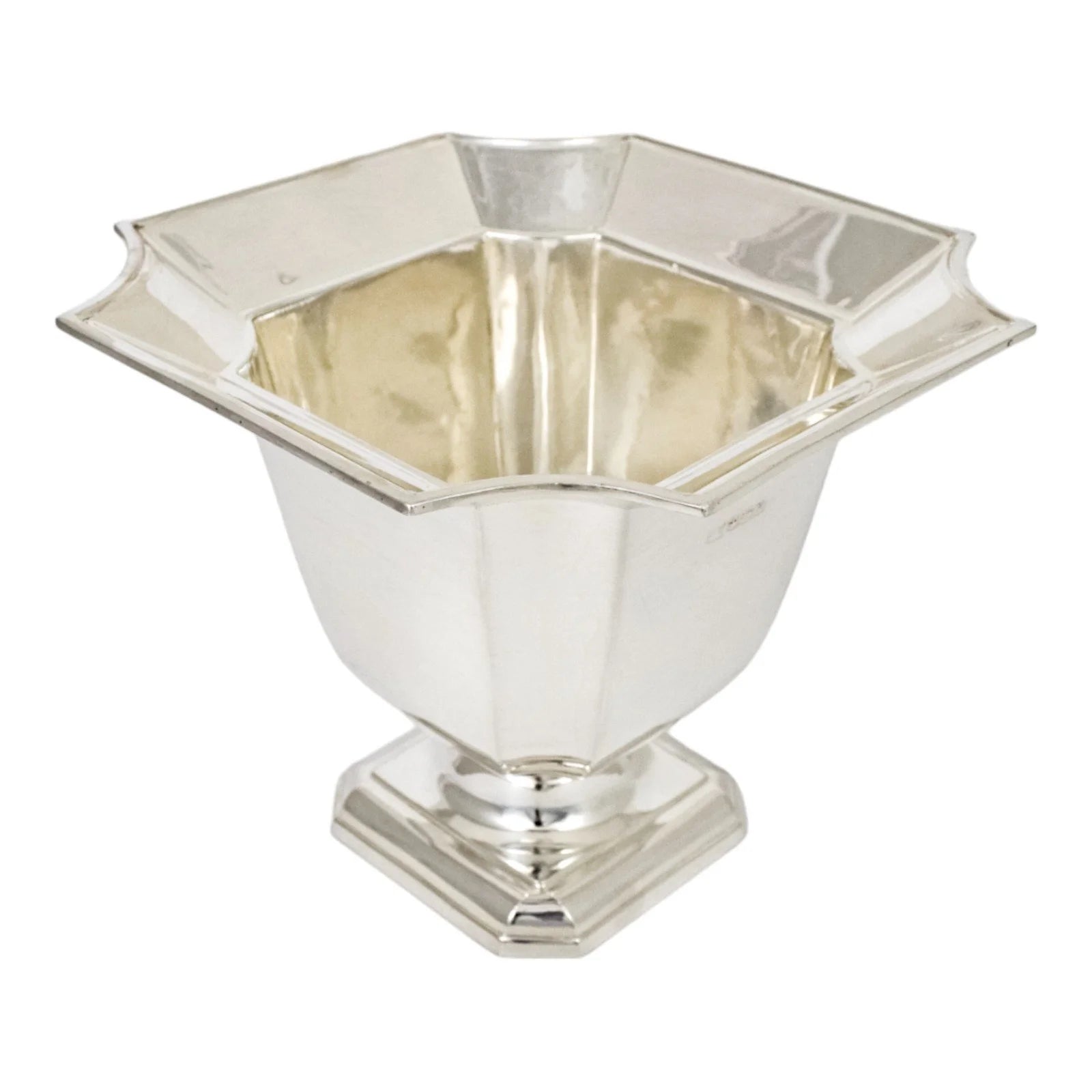 Art Deco sterling silver flared octagonal pedestal vase / small wine cooler / ice bucket