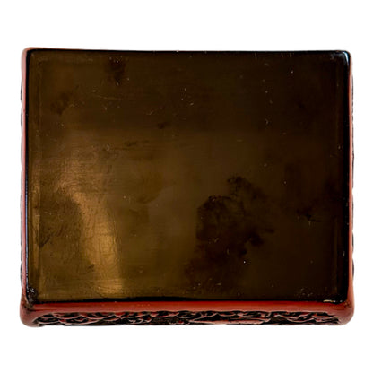 1920's Chinese Republic red lacquer cinnabar lidded box with tray