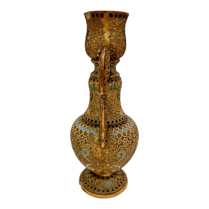 Victorian 1890's Wilhelm Schiller & Sohn twin-handled pottery vase in Islamic style