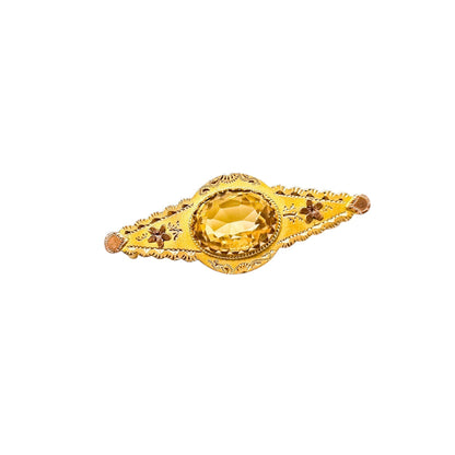 Victorian 2.5ct citrine 9ct yellow rose gold bar brooch