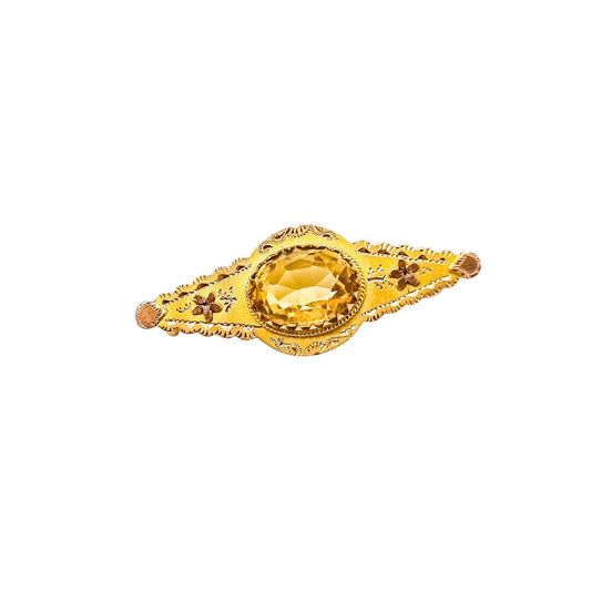Victorian 2.5ct citrine 9ct yellow rose gold bar brooch