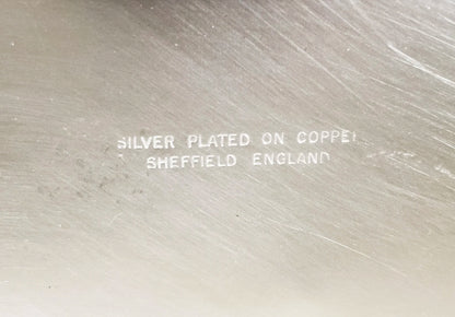 Huge vintage silver plated wedding cake stand engraved with bows, bells and horseshoes