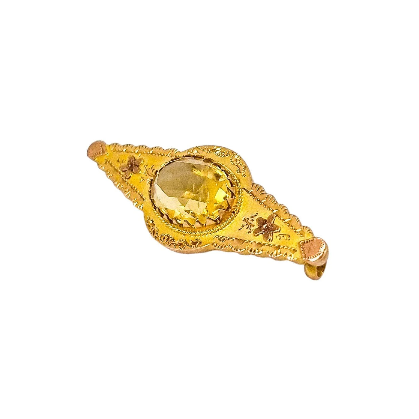 Victorian 2.5ct citrine 9ct yellow rose gold bar brooch