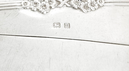 Art Deco gilt sterling silver card case embossed with forget-me-not flowers