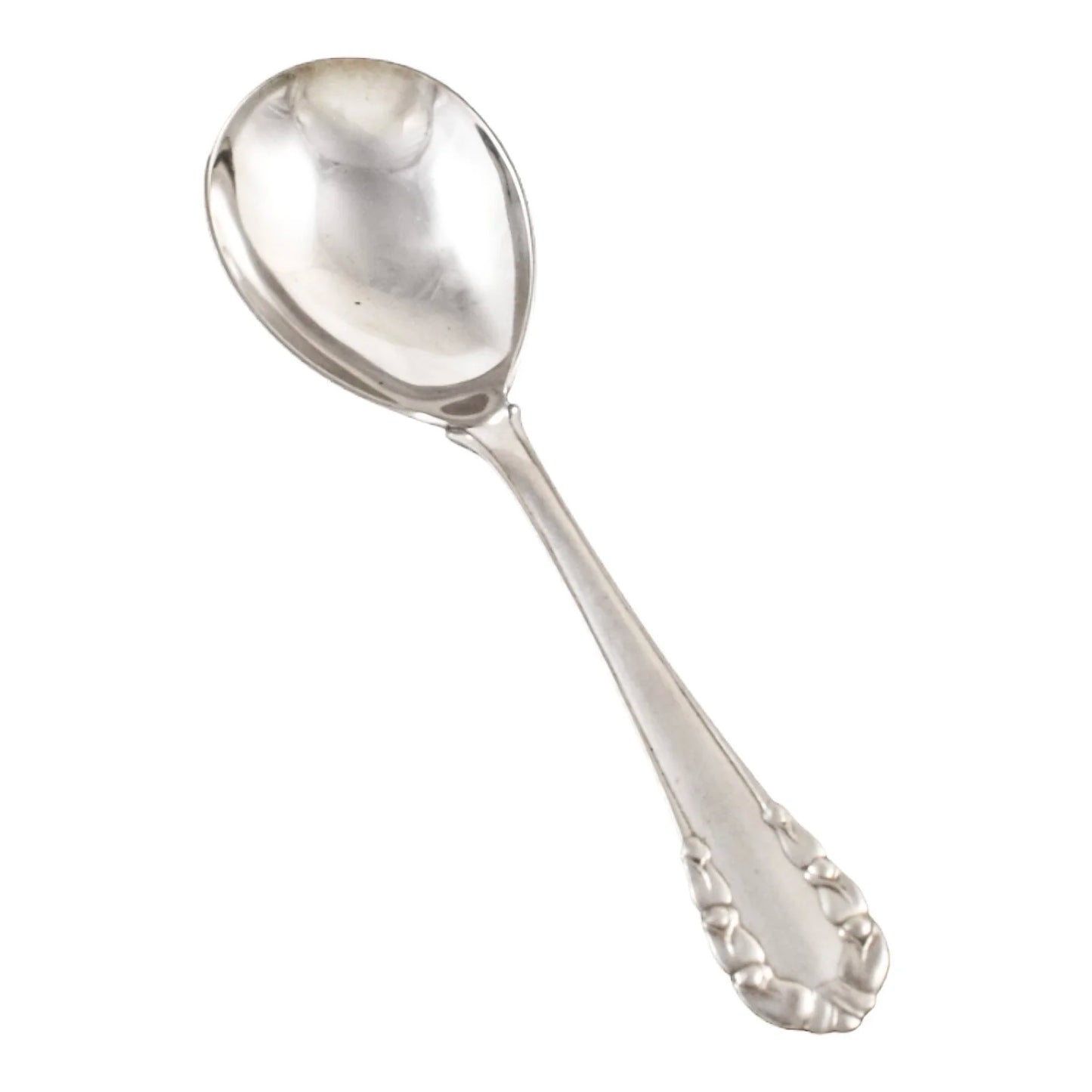 1920's Georg Jensen 830 silver Lily of the Valley / Rose / Liljekonval salad serving spoon