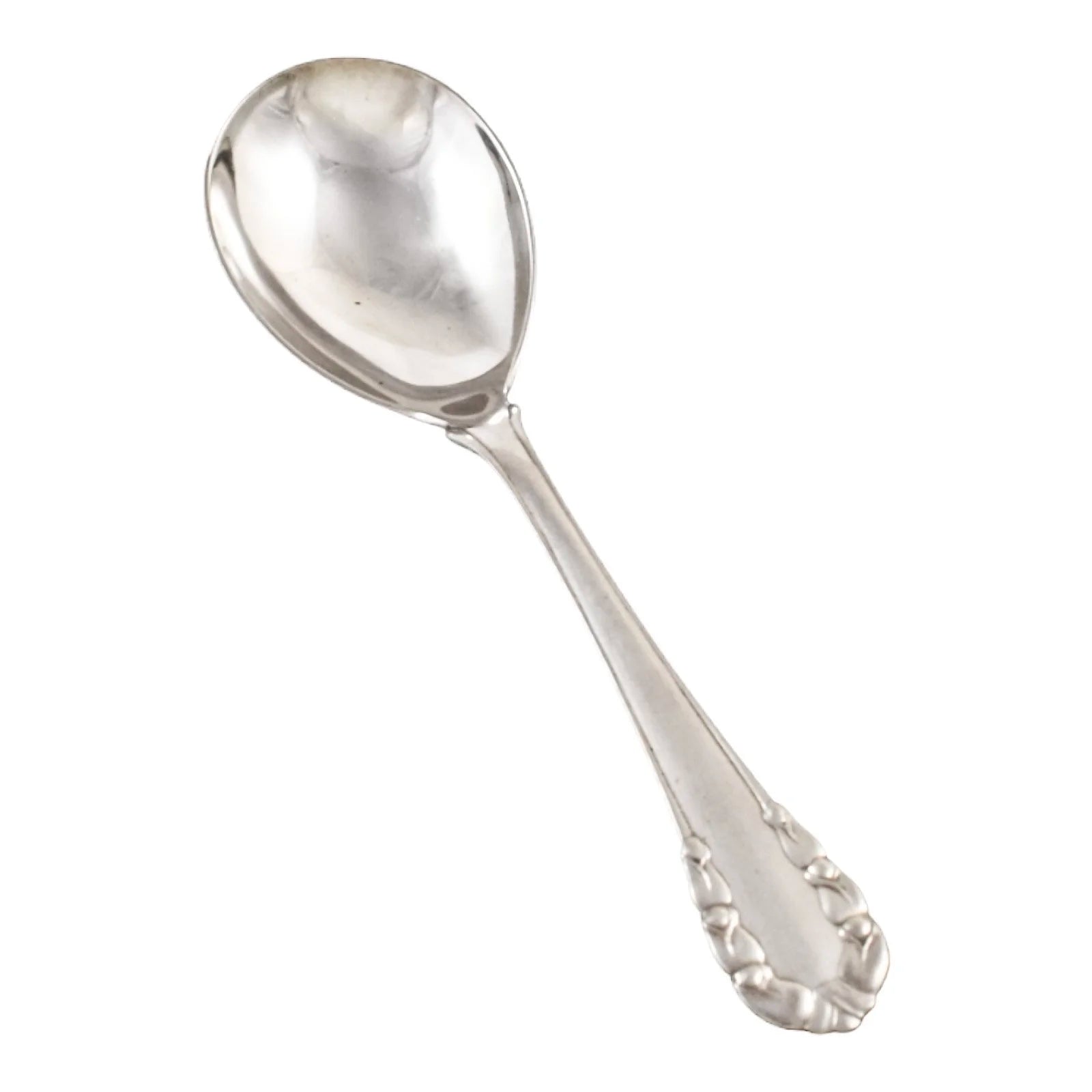 1920's Georg Jensen 830 silver Lily of the Valley / Rose / Liljekonval salad serving spoon