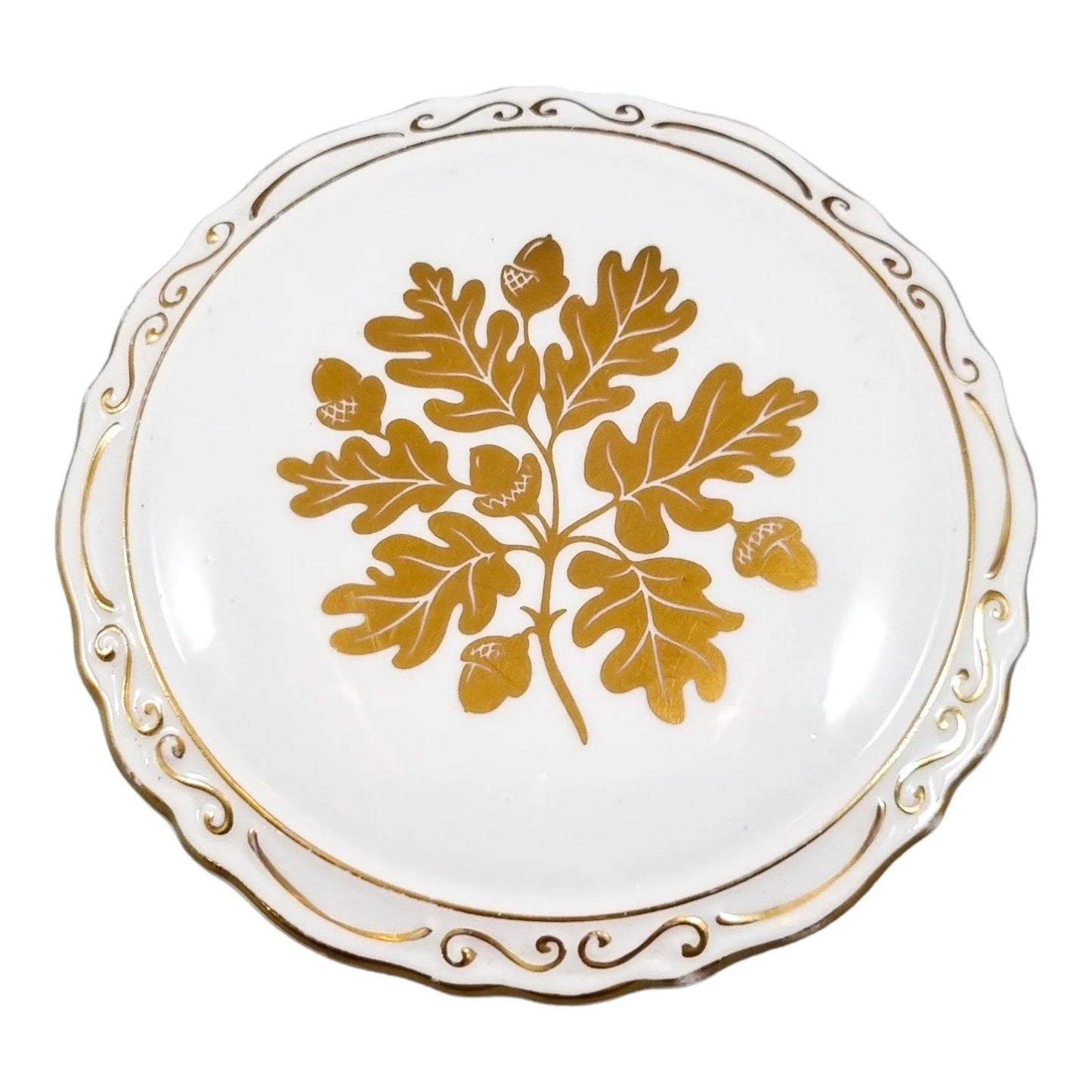 Coalport fine bone china large box hand-painted with gilt acorns and oak leaves