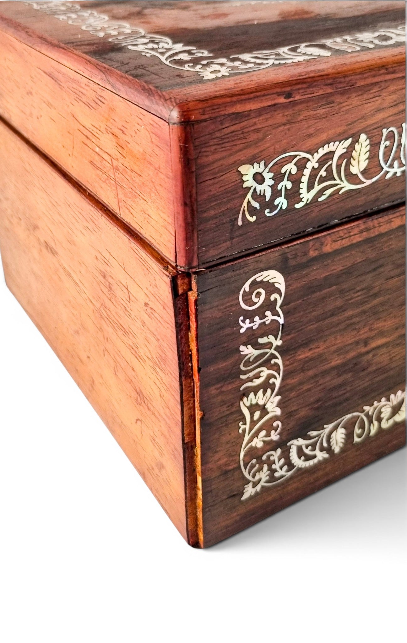 Victorian mother-of-pearl box, mirror & secret drawer