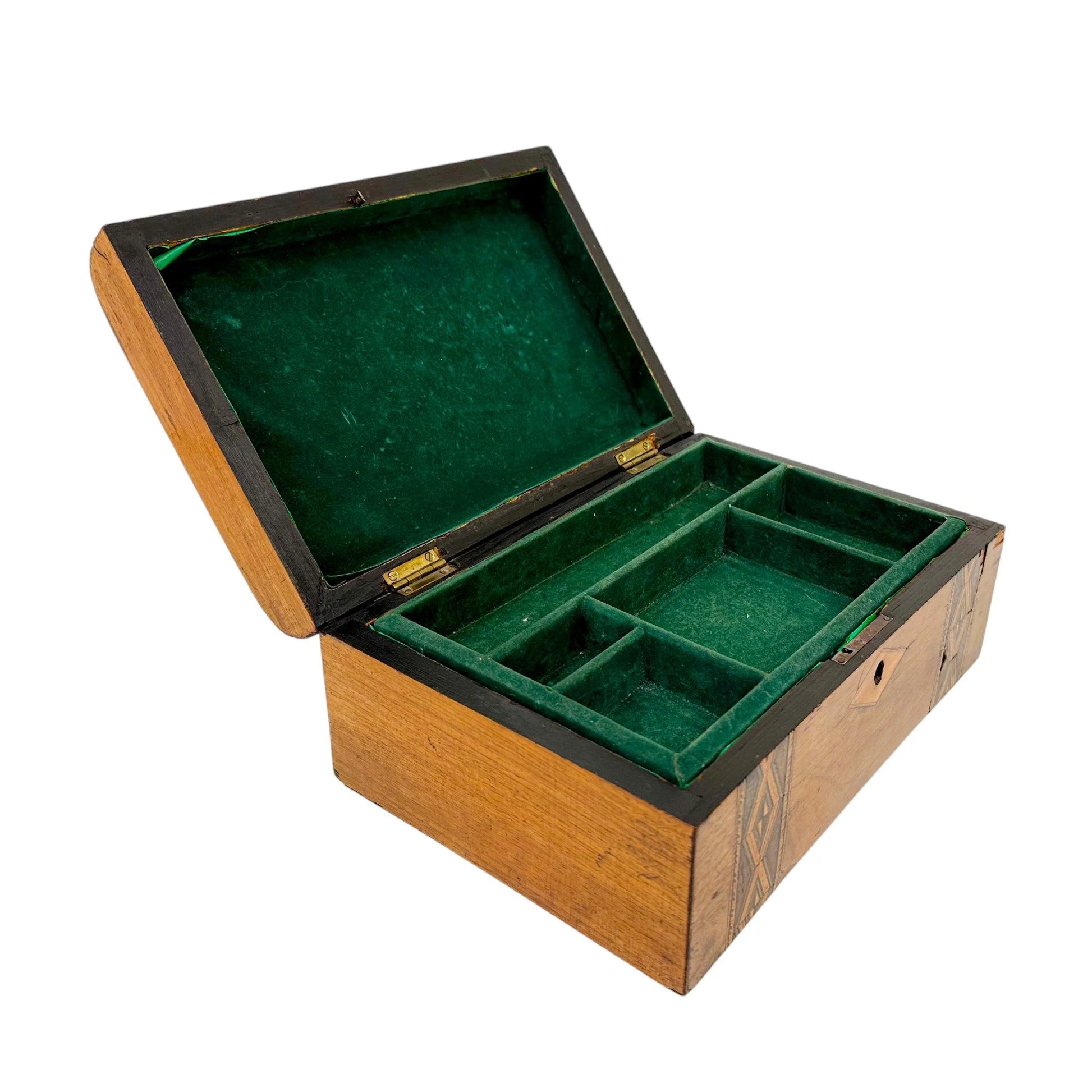 Victorian domed Tunbridge Ware storage jewellery box with lift out tray